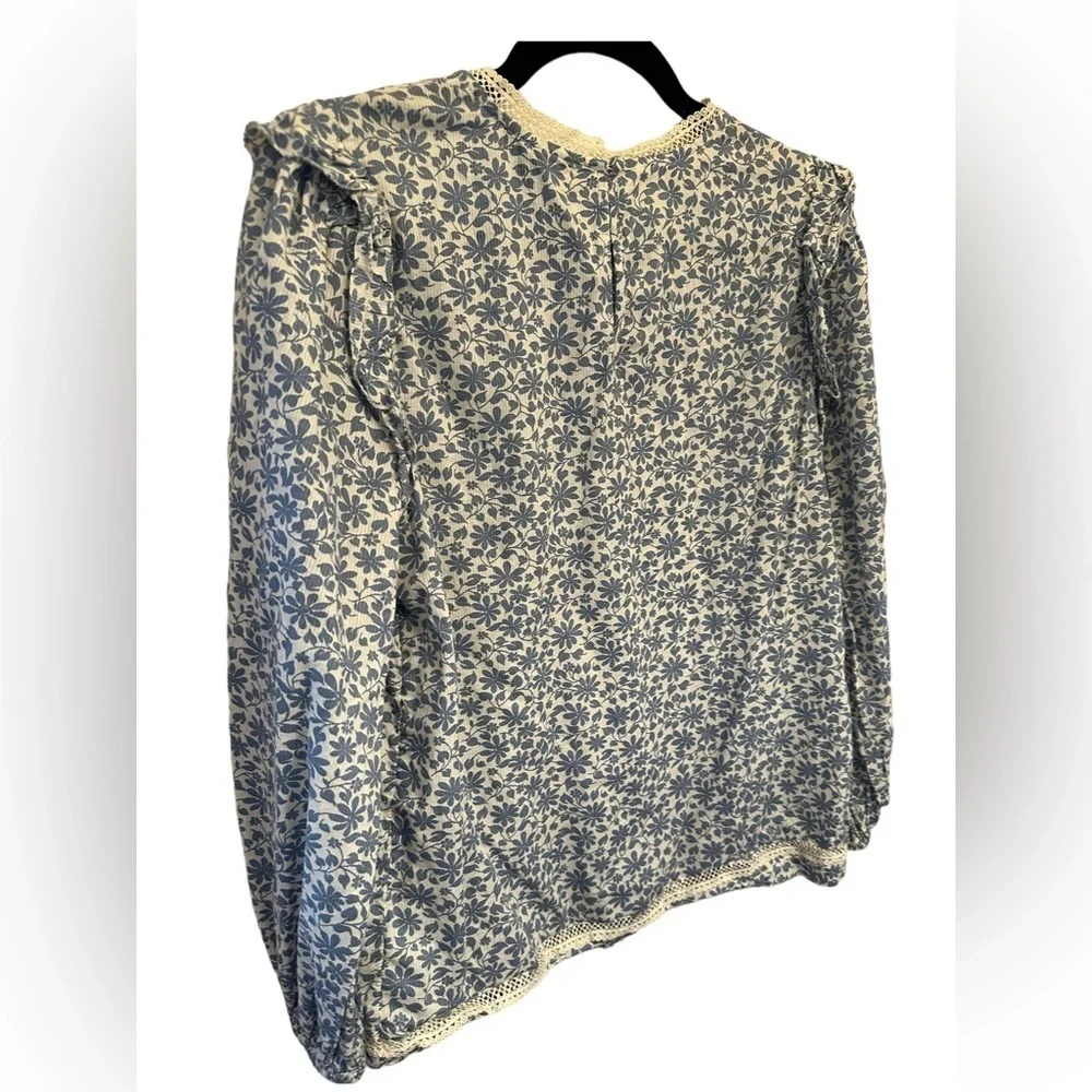 J.Crew Flutter Sleeve Shadow Stripe Floral Blouse
